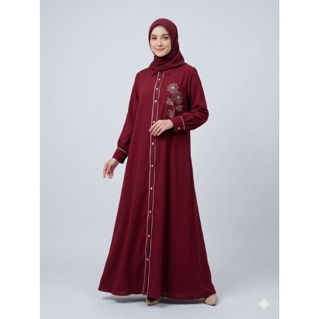 Inggit Dress | Gamis Sabrina anti UV Lis Bordir