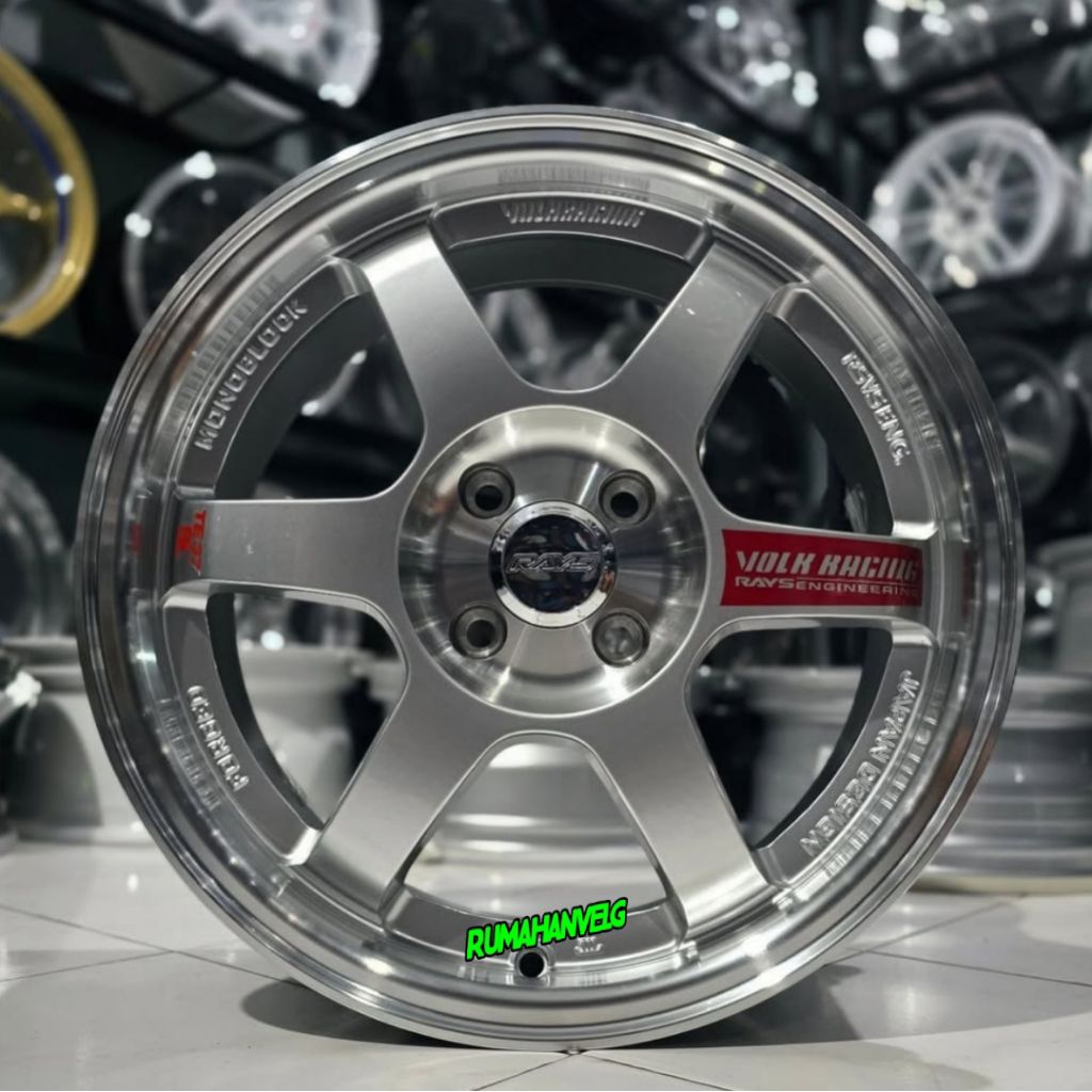 velg mobil ring 16 TE37 SL HYPER SILVER POLIS lebar 7 pcd 4x100 velg racing r16 untuk mobil brio jaz