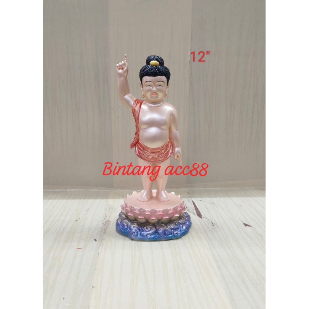 patung buddha kecil / buddha berdiri / yi fo - fiber - 12inch