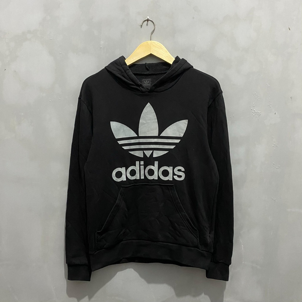 Hoodie Adidas Big Logo Black depan belakang