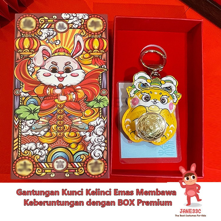 Gantungan Kunci Kelinci Emas Membawa Keberuntungan Premium Dengan BOX Lucu