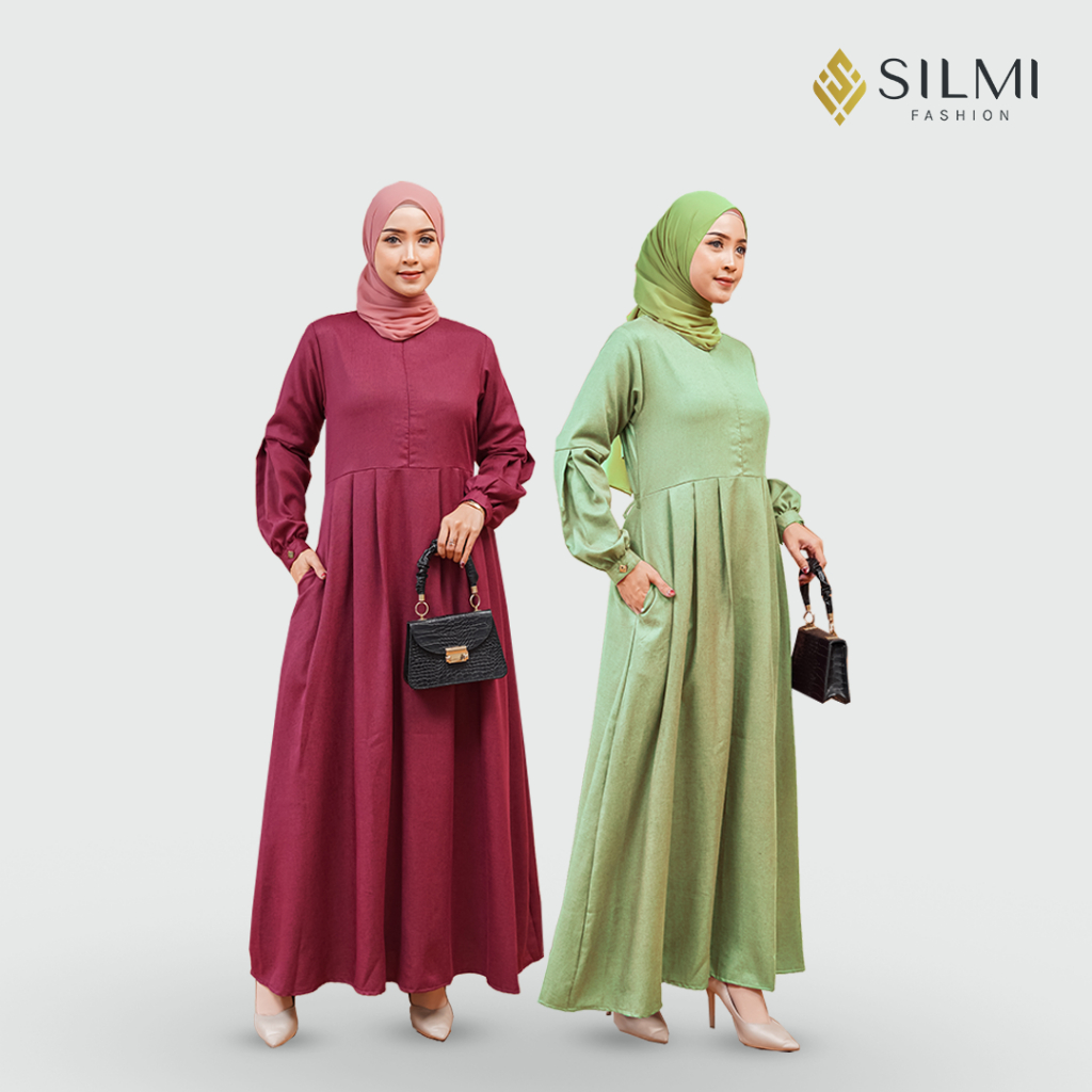 SLM SILMI Whina - Gamis Polos Simple - Bahan Adem dan Jatuh