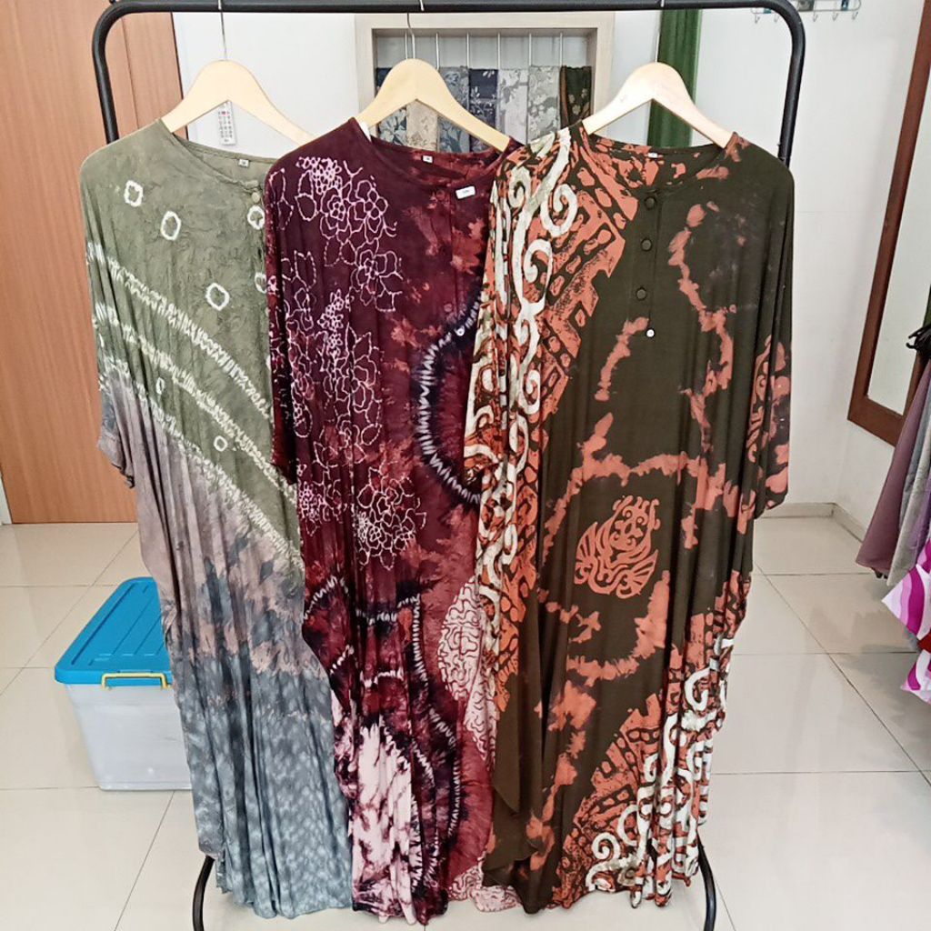 Dress Gamis Maxy Kaftan Katun Rayon Busui Motif Batik Jumbo