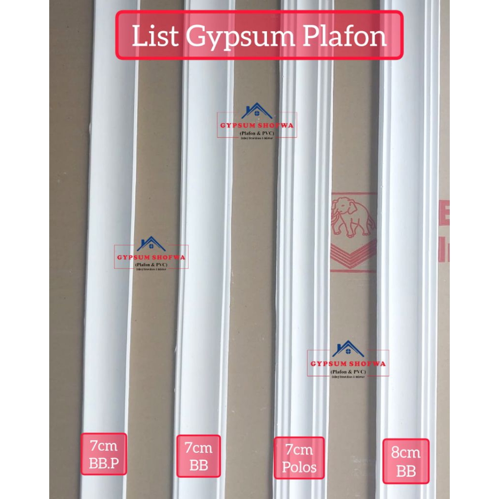 Jabodetabek - List gypsum polos 7 cm - 8 cm / List profil plafon gipsum murah