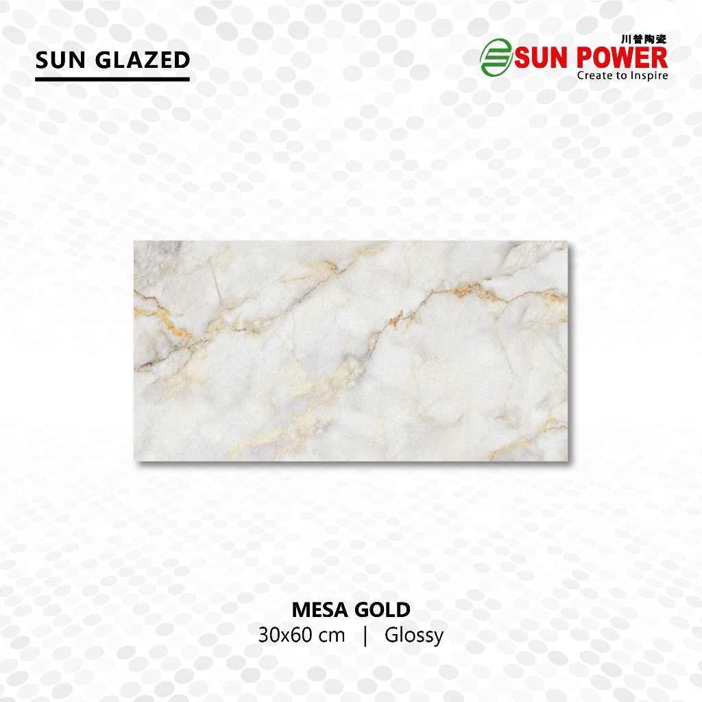 SUN POWER Mesa Gold 30x60 Glossy – Keramik Tiles (Sun Glazed Tiles) Lantai & Dinding Sun Power Ceram