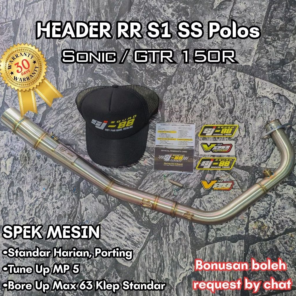 Knalpot SJ88 HEADER RR S1 SONIC 150R / GTR 150R WAJIB UNDERBONE Ngacung ceng Roadrace Pipa Leheran U
