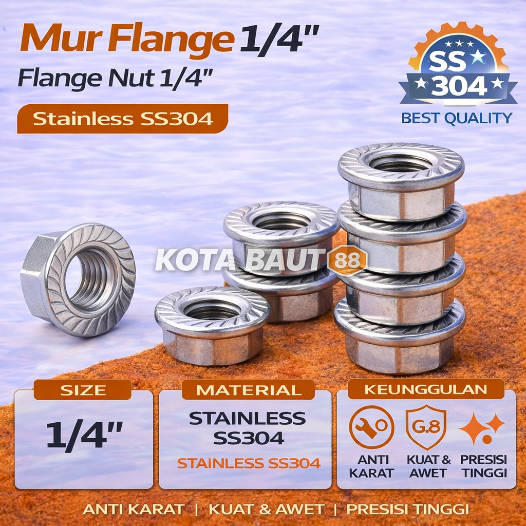 Mur Flange 1/4" / Flange Nut 1/4" Stainless SS304