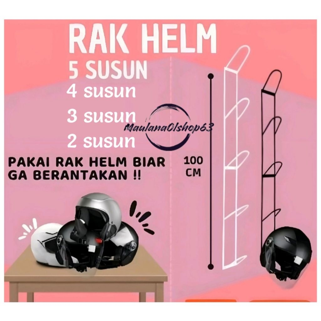 Rak Helm Dinding/ Rak Penyimpanan Helm Dinding Susun