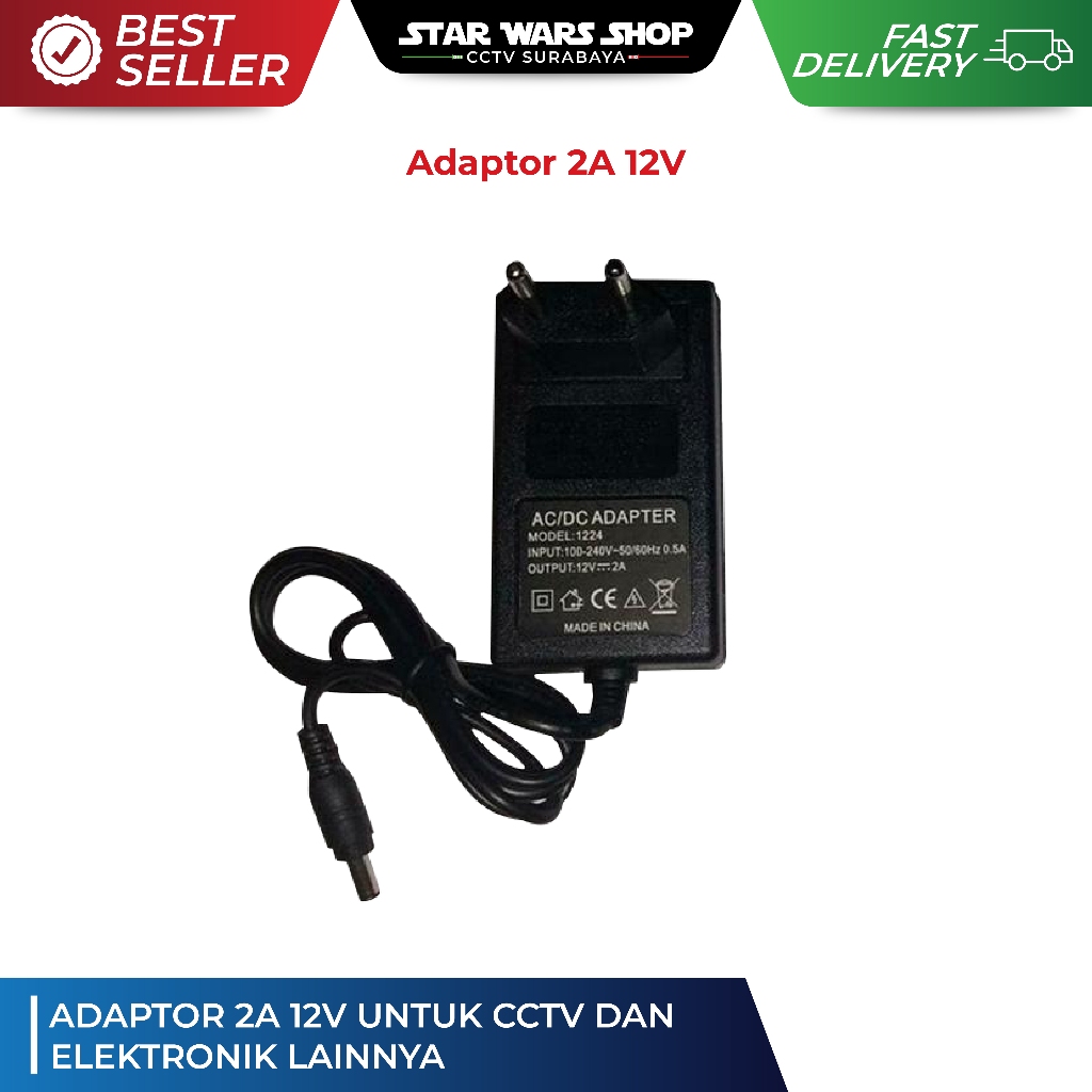 Adaptor 2 Ampere 12 Volt untuk Kamera CCTV dan Perangkat Elektronik