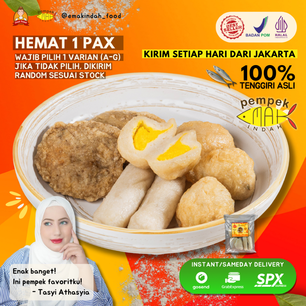 PEMPEK EMAK INDAH - PEMPEK MPENAK PALEMBANG ASLI IKAN TENGGIRI - PEMPEK ISI 1 PAX