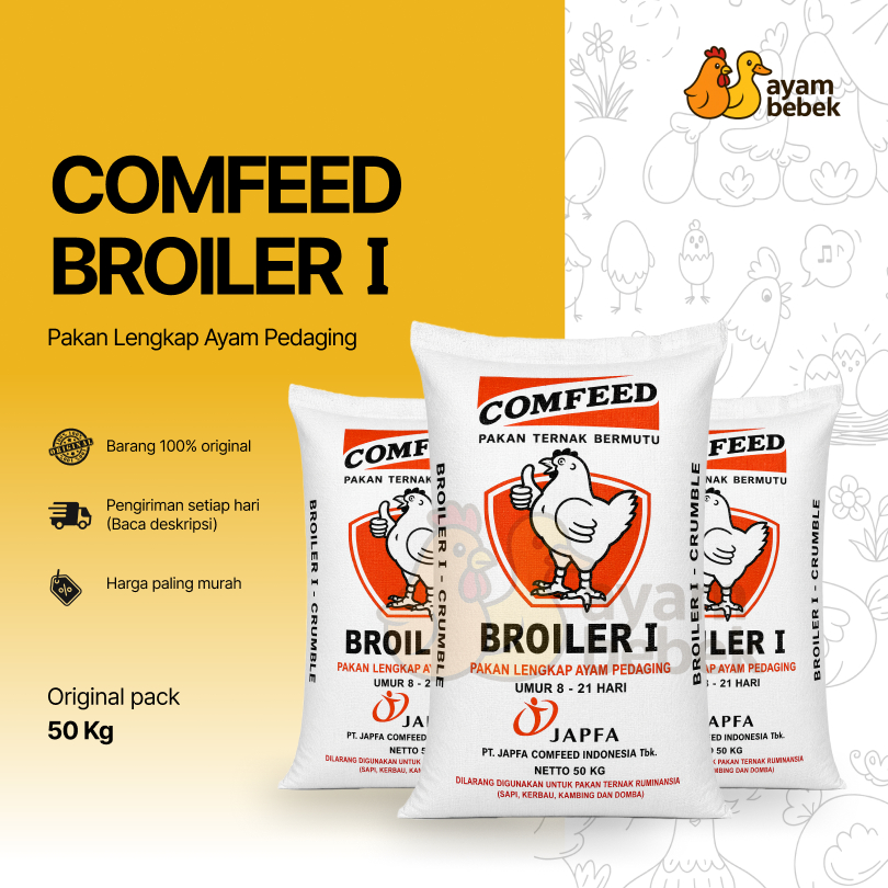 Comfeed BR 1 / BROILER 1 - Pakan Ayam Pedaging Umur 8–21 Hari | REPACK | AyamBebek Pakan dan Ternak