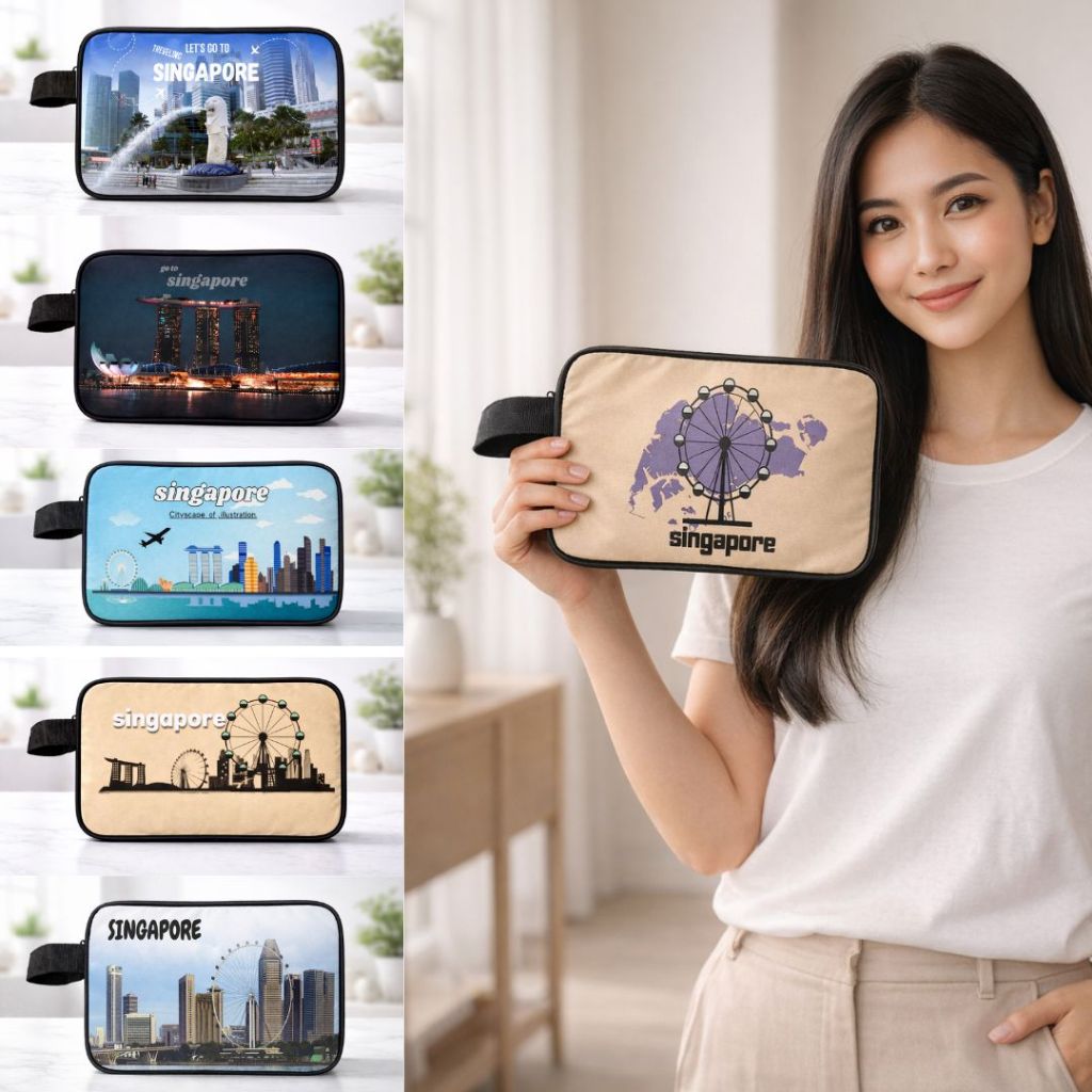 Tas Pouch Souvenir Singapore Premium | Handbag Tas Hampers Singapur Multifungsi Oleh Oleh Singapura