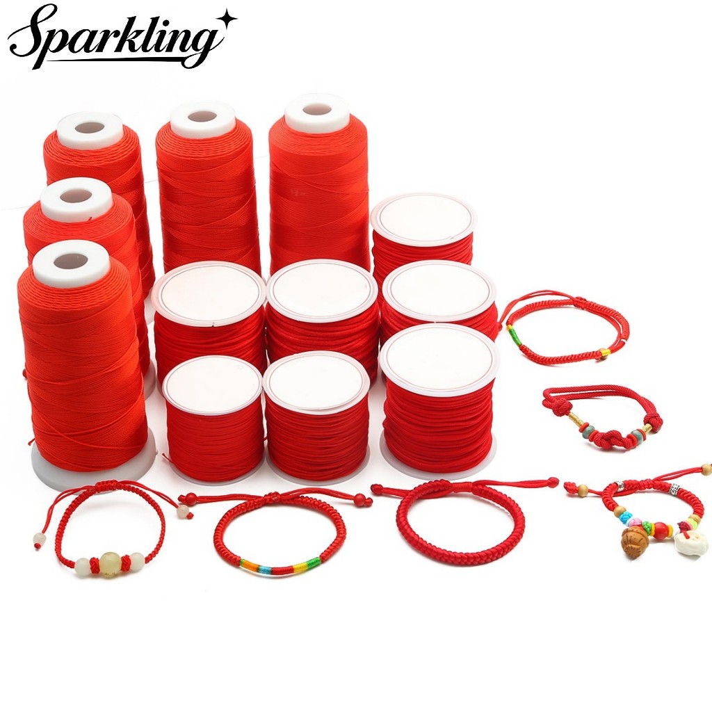 Tali Nilon Merah Gulung Tali Simpul Cina Untuk DIY Gelang Tali Kepang Rumbai & Manik
