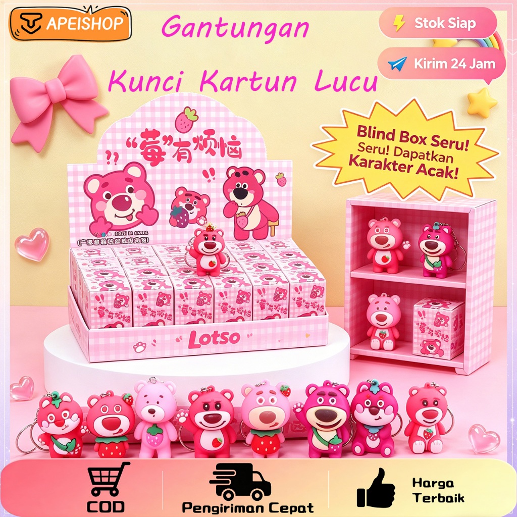 (COD) Blind Box Gantungan Kunci – Karakter Utama Strawberry Bear (Beruang Stroberi) – Juga Tersedia 