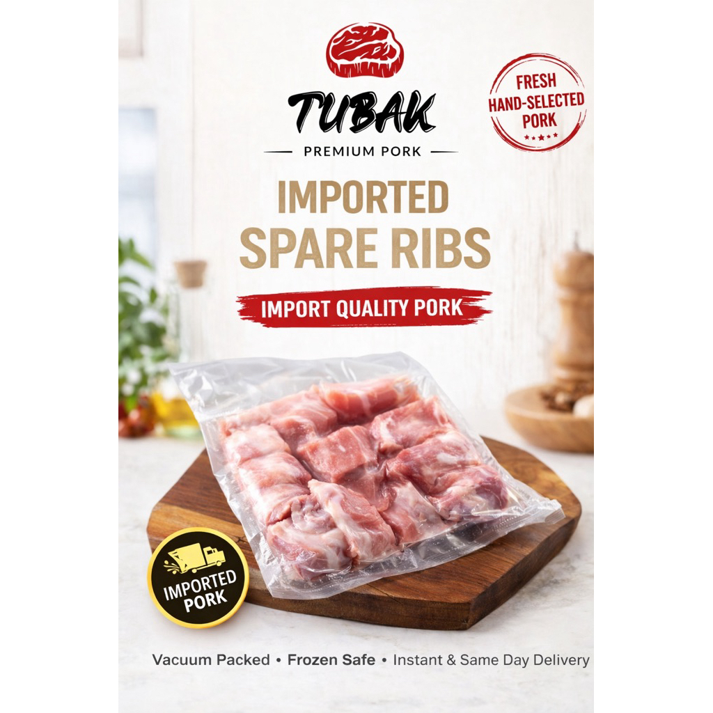 Iga Babi import/ Spare ribs import / Iga potong tebal/ Bakut Import ( Potong ) (1kg/500Gr)