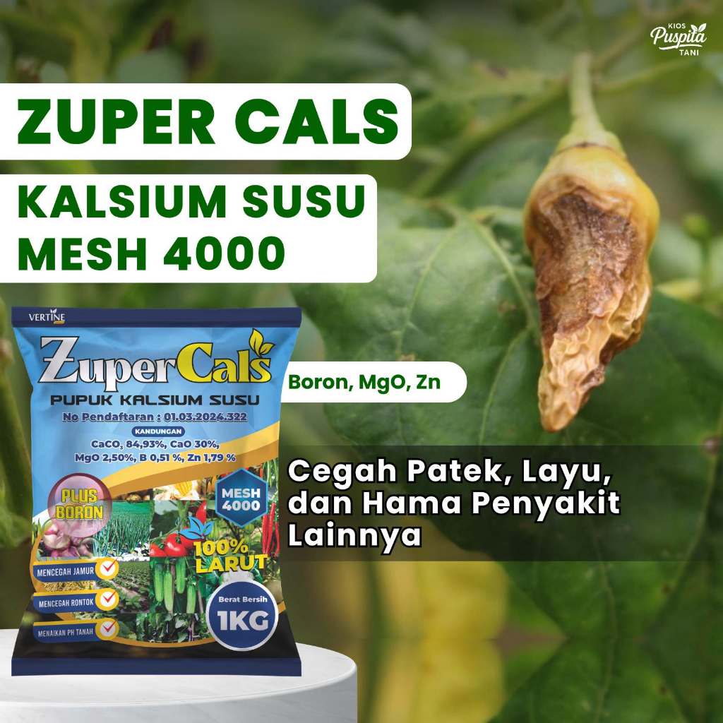 Pupuk Kalsium Cegah Patek Cabe, Layu Cabe - ZuperCals 1kg