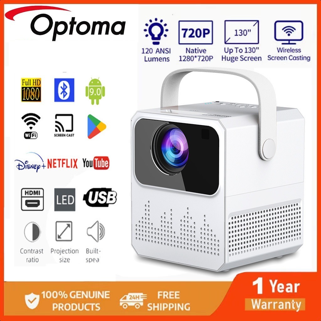 Android Proyektor TV T2mini 6000 Lumen 4K HD Bluetooth Smart Projector Android 9 2G+16G Mirroring HP