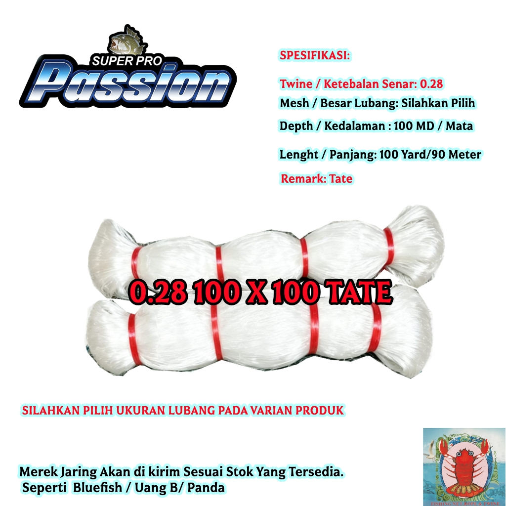 JARING SENAR 0.28 - 100x100 TATE JARING IKAN