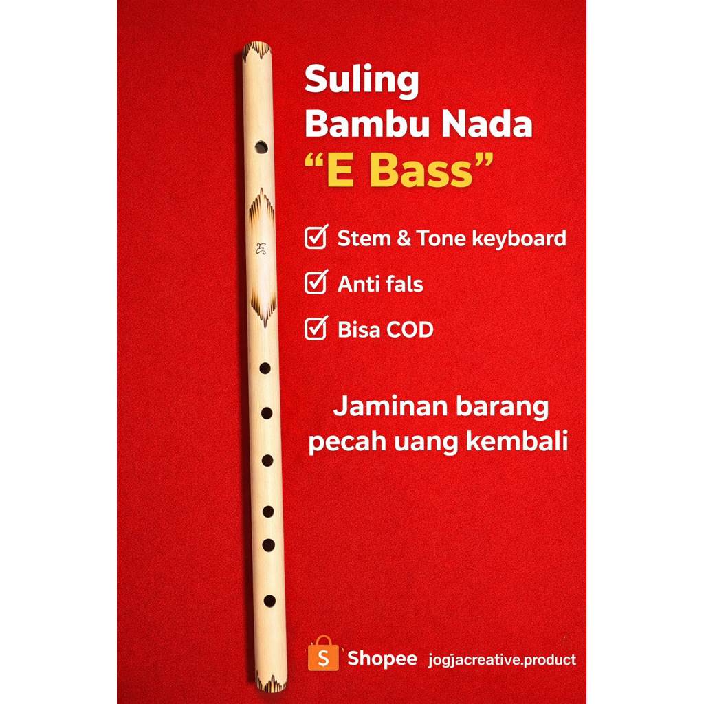 Suling Bambu Nada "E Bass" Sudah stem & Tone Keyboard. Anti Fals