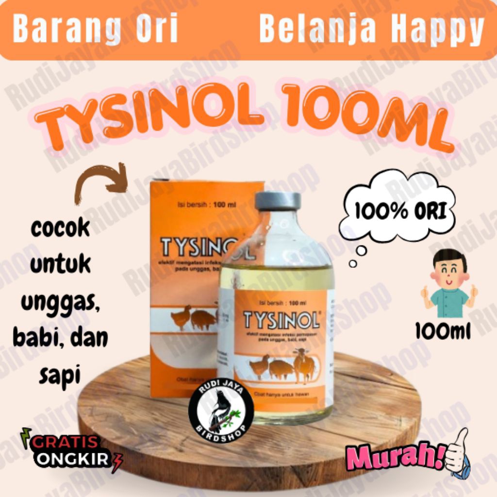 TYSINOL INJEKSI 100ML MEDION ANTIBIOTIK OBAT HEWAN SAKIT SAPI KUCING ANJING BABI KELINCI AYAM KUDA