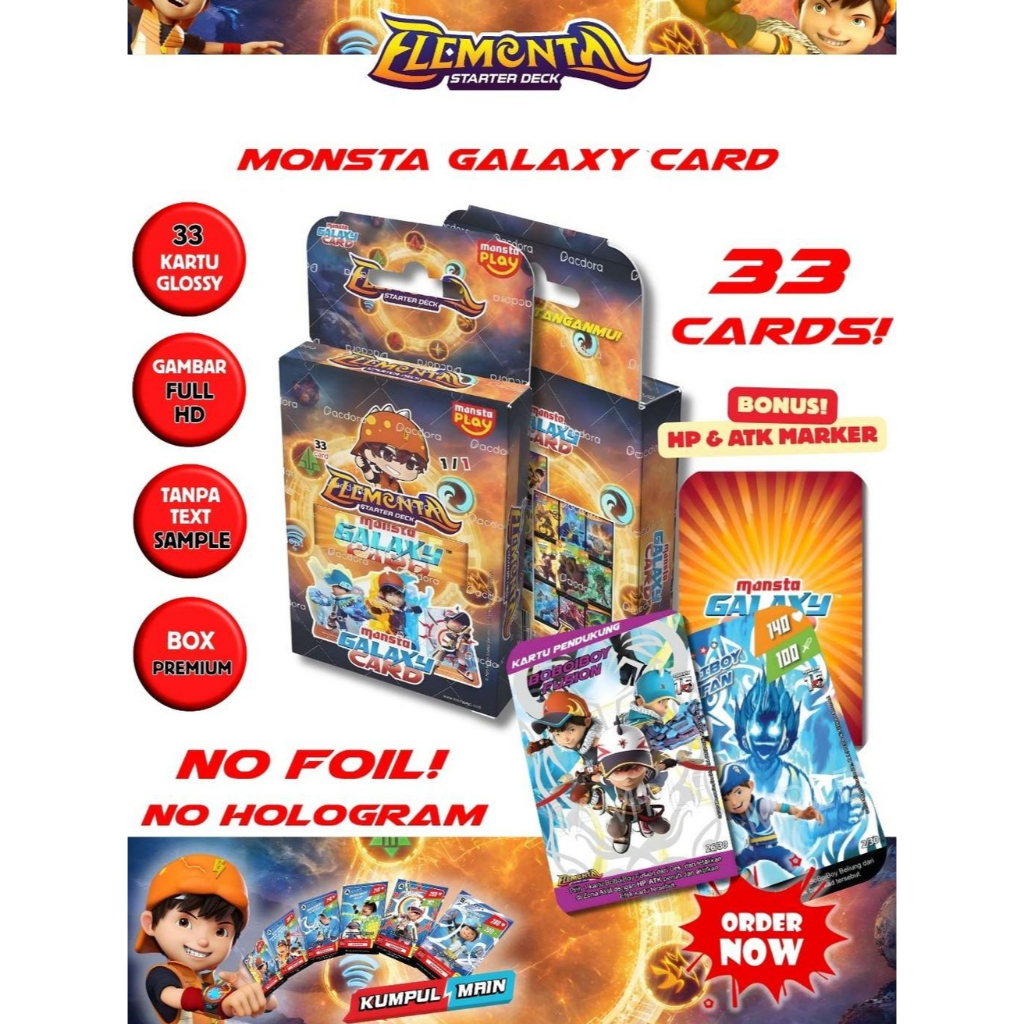 Kartu BoBoiBoy Starter Deck Elemental isi 33 card