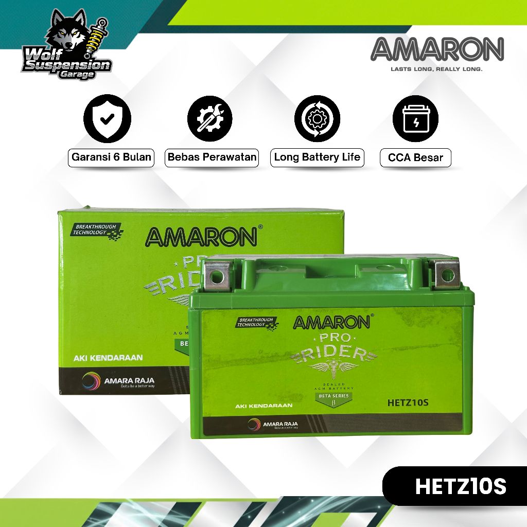 Amaron Aki Motor Suzuki GSX R600 / GSX 750P Inazuma ETZ10S 12V / 9Ah Aki Kering