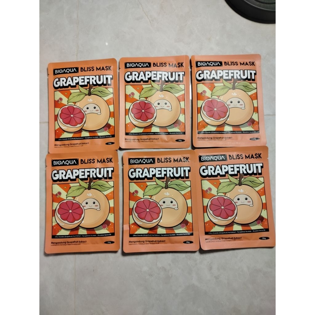 BIOAQUA Bliss Mask Grapefruit – Sheet Mask Vitamin C Cerahkan & Melembapkan Wajah