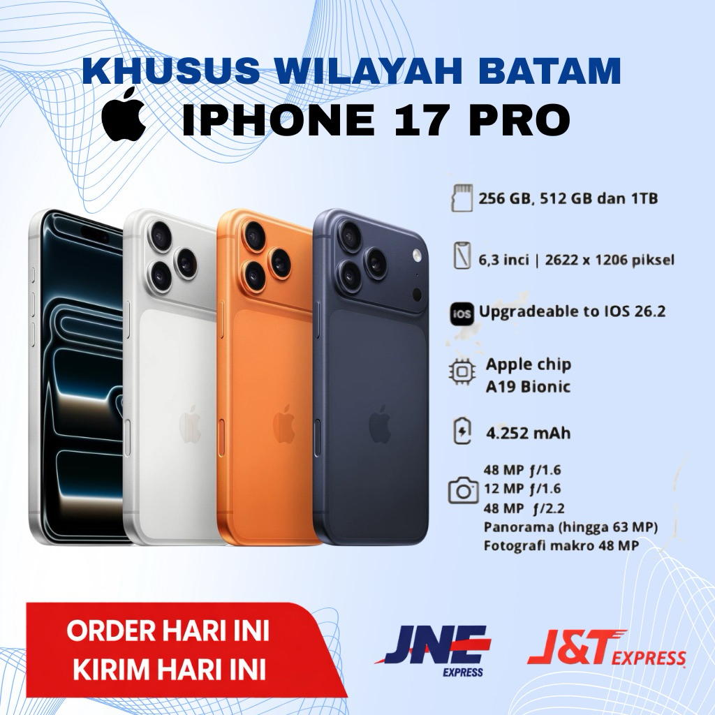 PSTORE IPHONE 17 PRO 256GB/512GB/1TB 48 MP CAMERA LONG BATTERY GARANSI RESMI