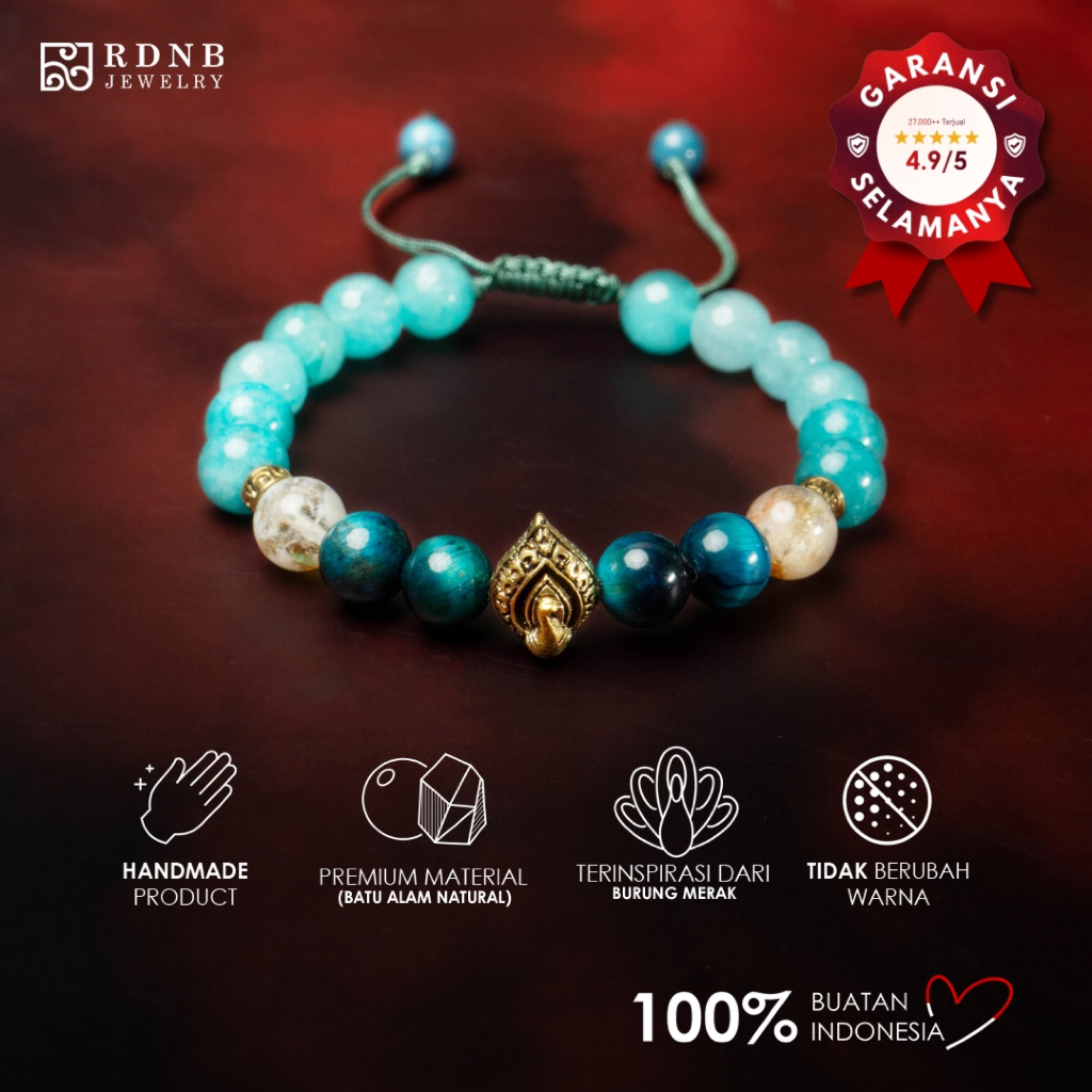 RDNB Jewelry - Merak Kharisma Lucky - Gelang Wanita/Pria - Batu Alam Natural - Gelang Casual Spiritu