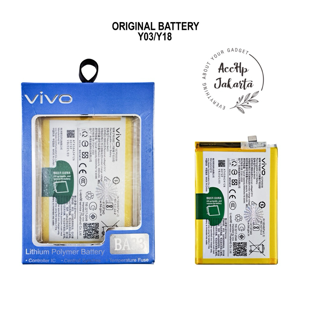 Baterai Batre BA33 Vivo Y03 / Y18 BA33 Batu Batrei Batrai BA 33 Battery Original 100% Distributor