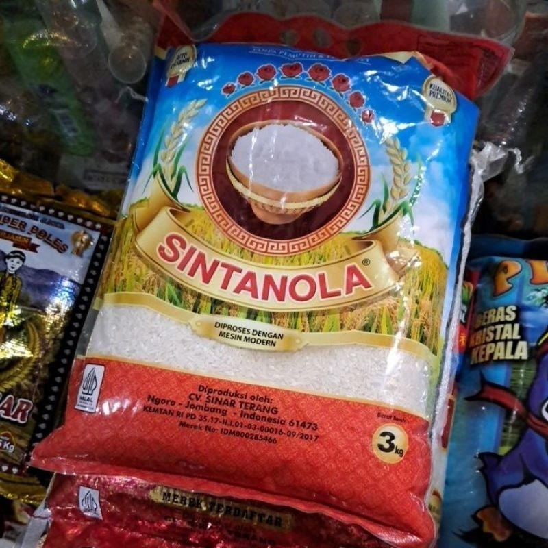 BERAS PREMIUM SINTANOLA 3KG PULEN ENAK / BERAS PINPIN WIPPIE KOMO PELIKAN