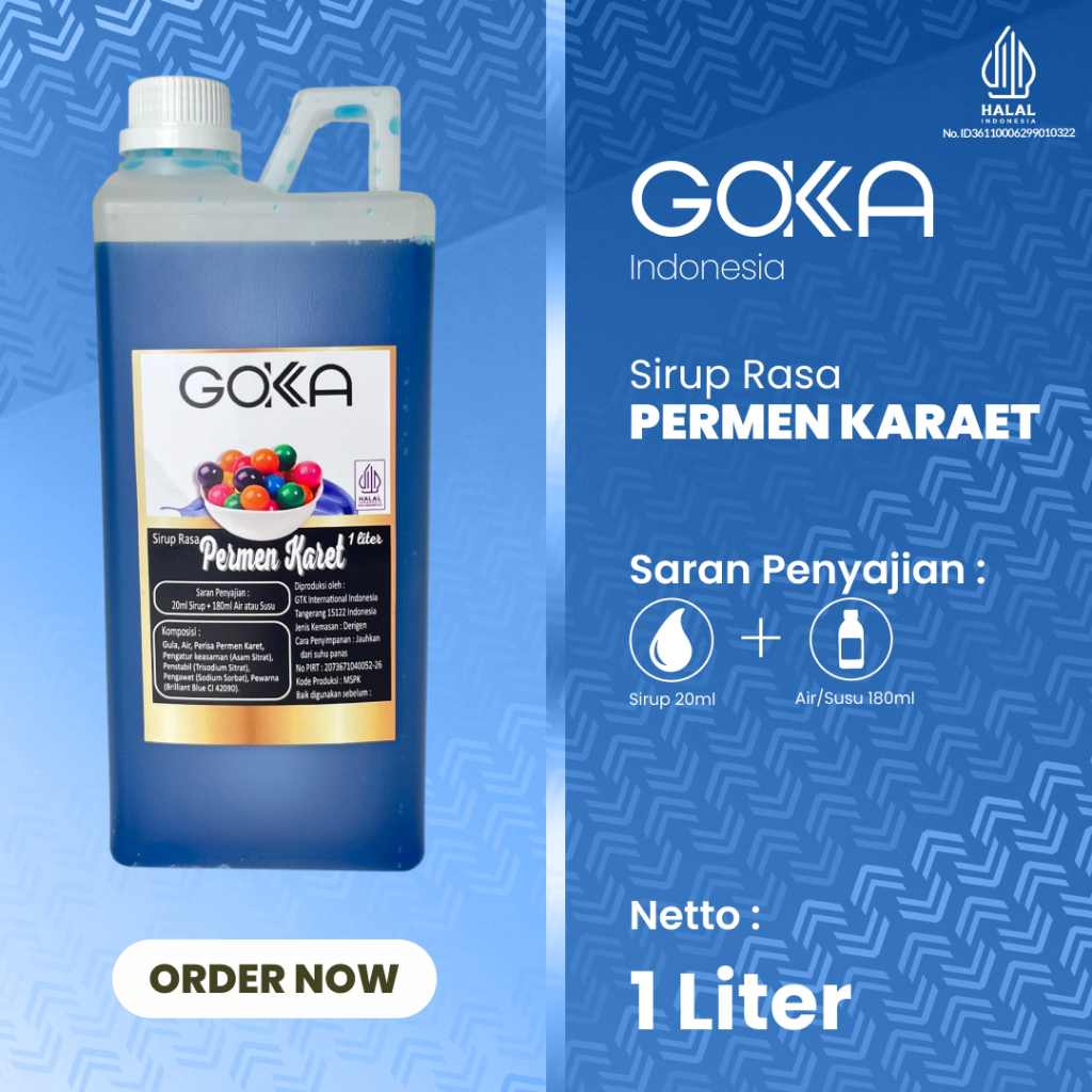 Sirup Gokka Rasa Permen Karet / Minuman Syrup Gokka Rasa Permen Karet 1 Liter