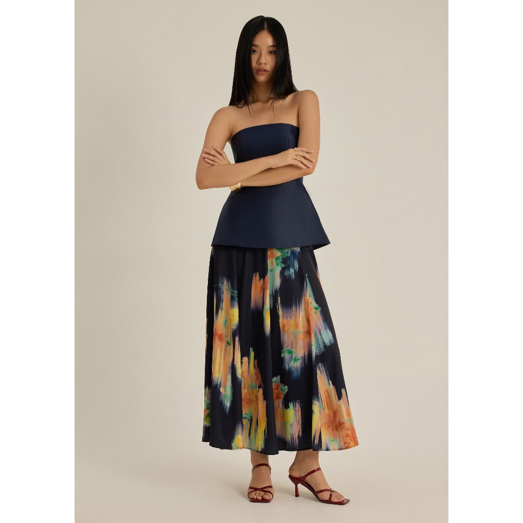 Love Bonito - Rok Wanita - Flare Skirt in Summer Haze - Navy Blue