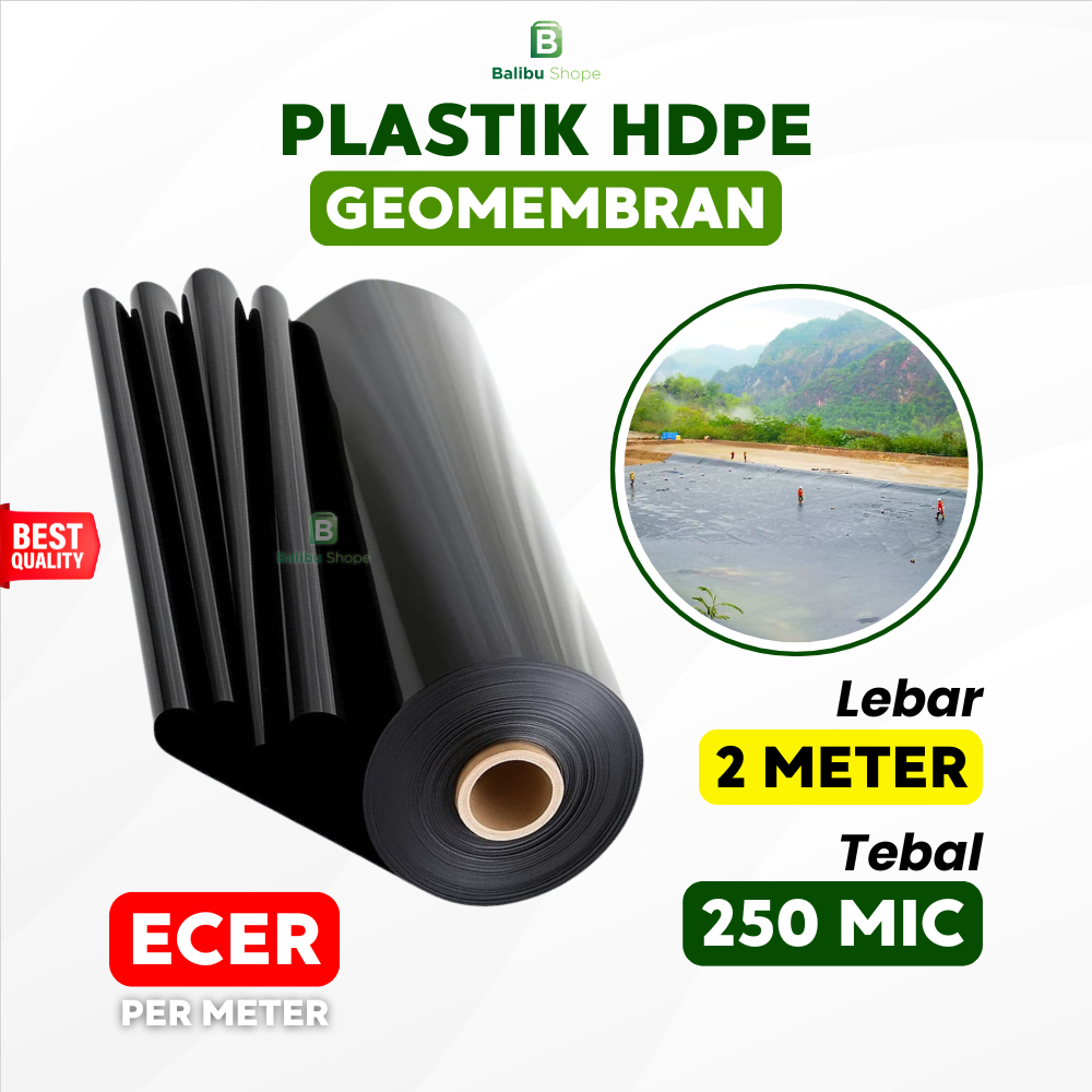 [ECER] Geomembran HDPE Tebal 250 Micron - Lebar 2 Meter (Tahan Panas & UV)