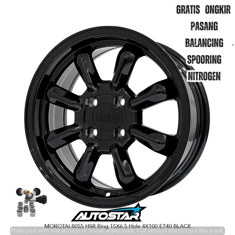 velg mobil racing retro hsr morotai watanabe R15 black cocok untuk soluna starlet wonder karimun