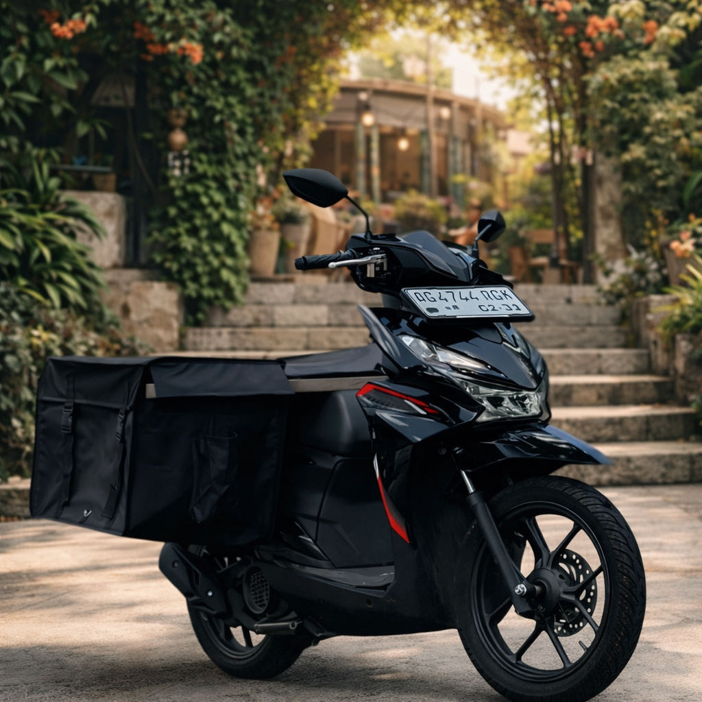 Srandul Motor Tas Motor Kurir Bahan Tebal Ukuran Jumbo Sudah Ada Saku