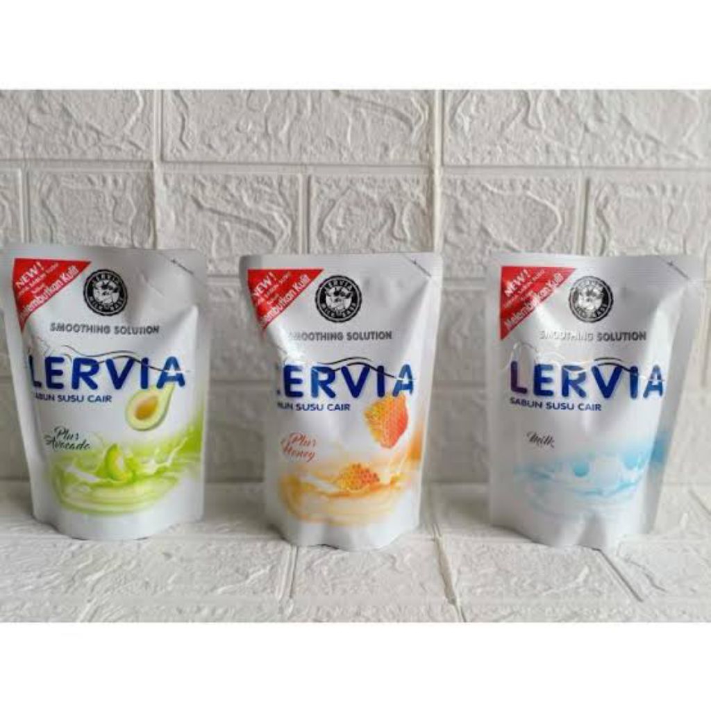 Lervia sabun cair 400ml/Sabun mandi cair lervia madu 400ml/Sabun lervia Susu 400ml