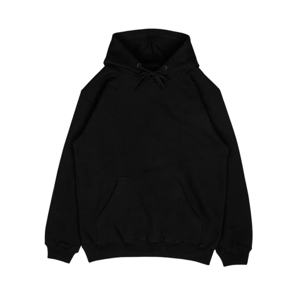 Sweater Hitam Polos Hoodie Jumper Unisex Cotton Fleece Tebal