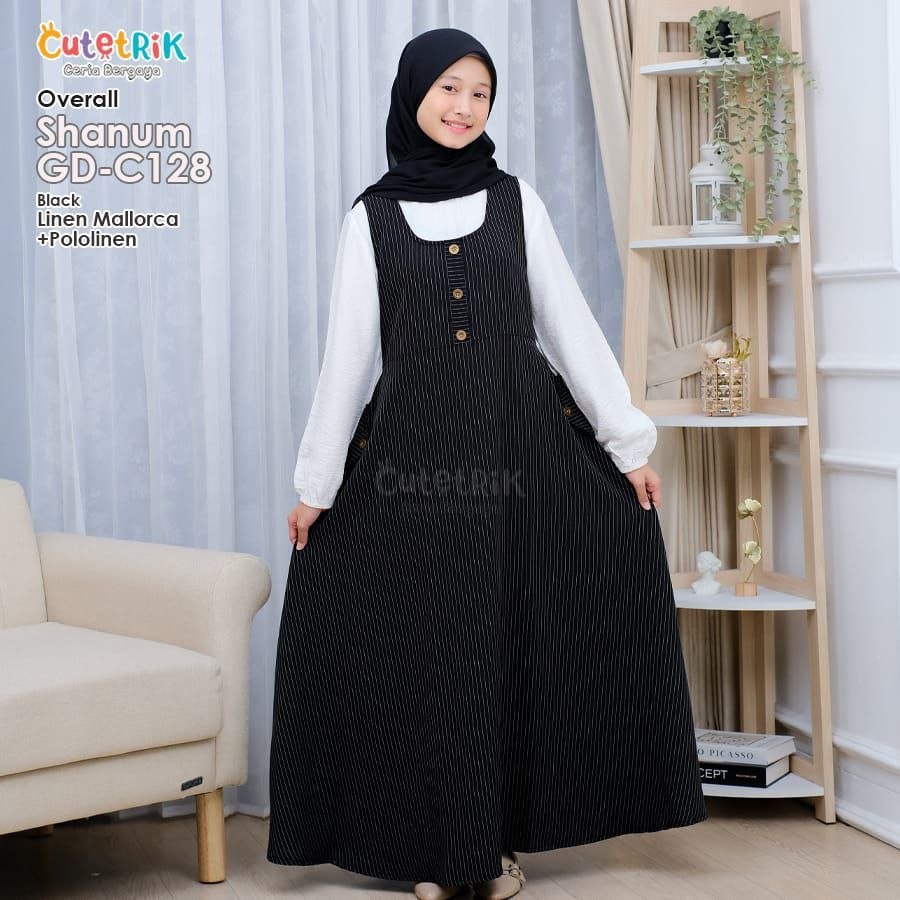 Set Overall Anak Perempuan 2in1 jumsuit+Tunik 10 12 14 Tahun Premium Korean Style Cutetrik Terbaru