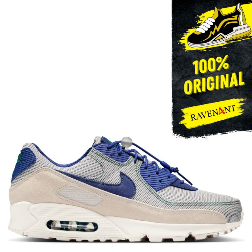 NIKE Air Max 90 QS Coconut Milk Deep Royal Blue ORIGINAL - Sepatu Sneakers Pria/Wanita