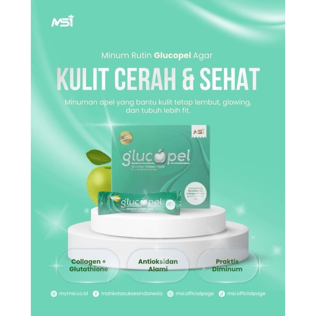 COD MSI GLUCOPEL COLLAGEN GLUTHATION APPLE minuman nutrisi kulit mencerahkan dan memutihkan