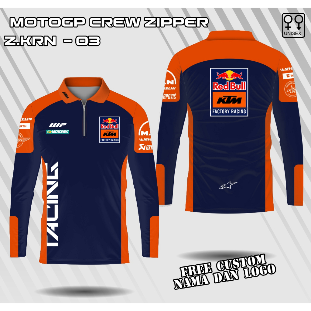 jersey polo motogp ktm racing team terbaru 2026 lengan panjang baju motogp redbull kerah zipper kaos