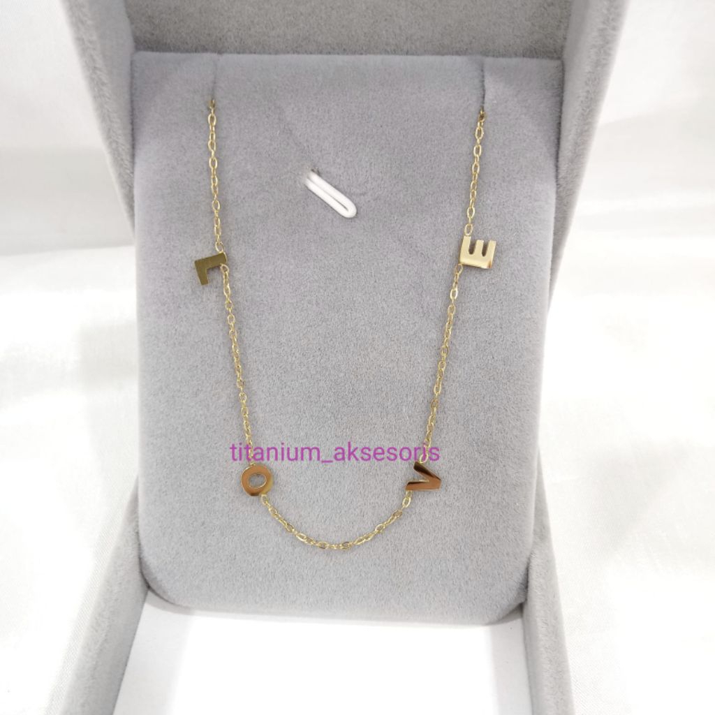 kalung titanium fashion wanita huruf l o v e stely