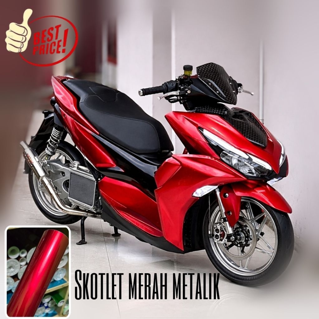 Sticker Scotlite Merah Metalik Candy Glossy Mengkilap Stiker Skotlet Merah Skotlet Motor Skotlet Mer