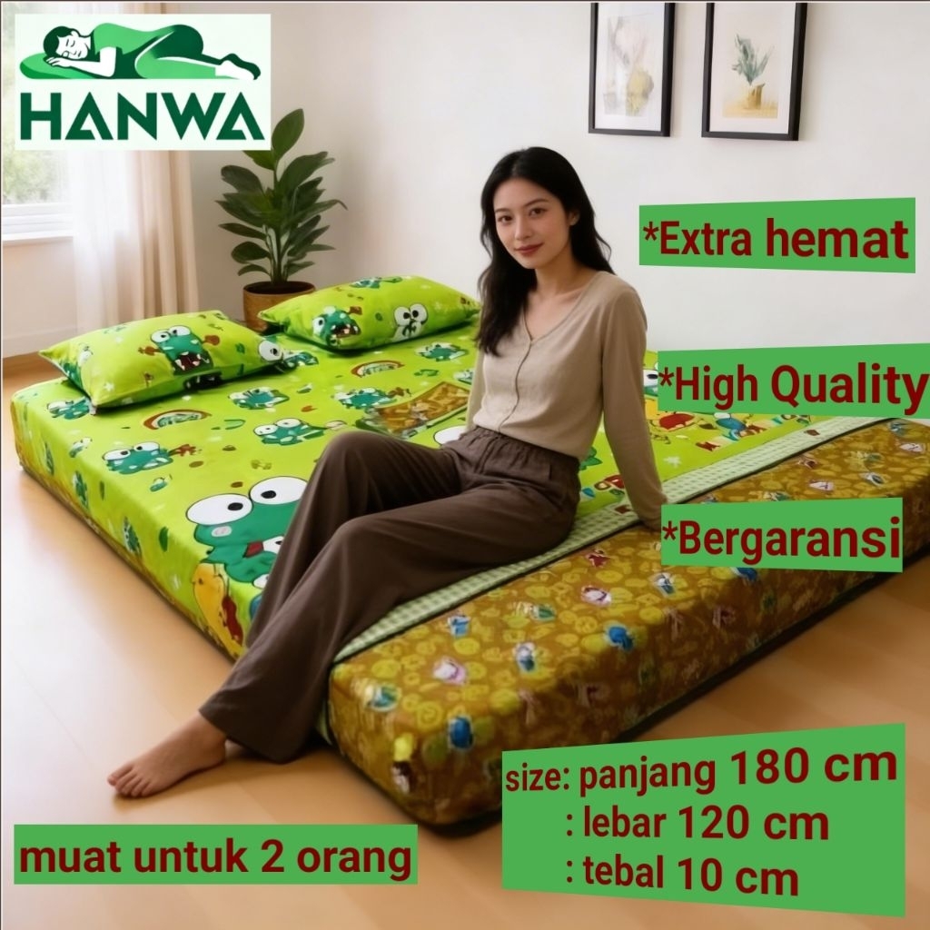 kasur busa tebal 10 cm, ukuran 180x120x10 cm muat untuk 2 orang, super nyaman ga gampang kempes