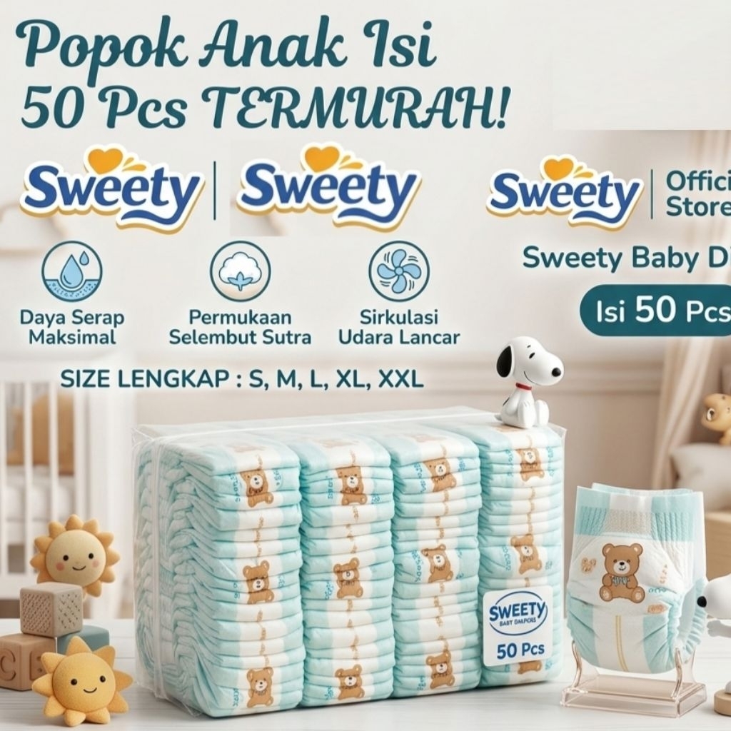 Pampers repack isi 50 Pcs | Popok Celana Anak | Diaper baby | Pempes S,M,L,XL,XXL