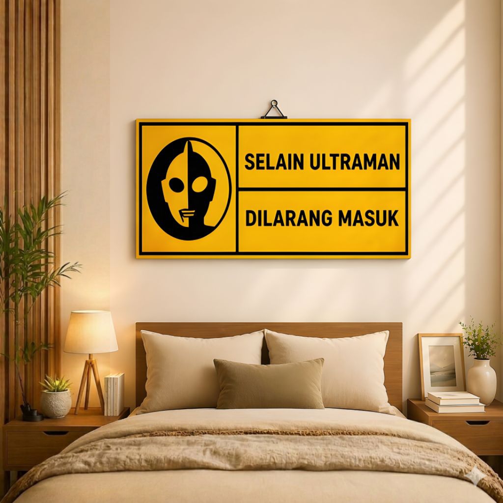 Hiasan dinding ultraman dilarang masuk pajangan pintu kamar