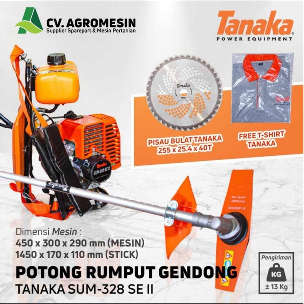 MESIN POTONG RUMPUT TANAKA ASLI 328 BG SE / MESIN POTONG RUMPUT GENDONG 2TAK TANAKA ASli
