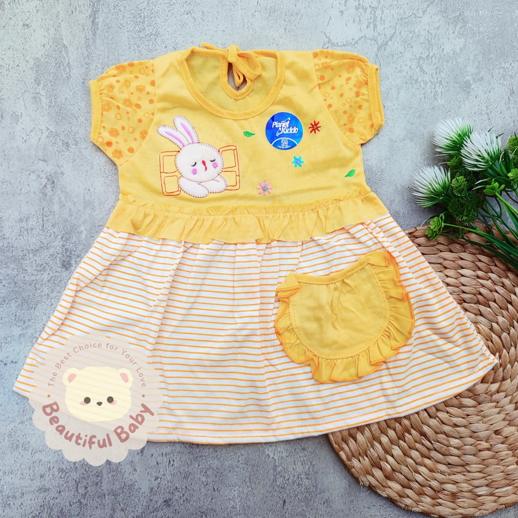 Baby.ou - Dress Bayi Perempuan Motif Bunny Usia 0 sd 6 Bulan / Gaun Rok Baju Bayi Perempuan / Baju B