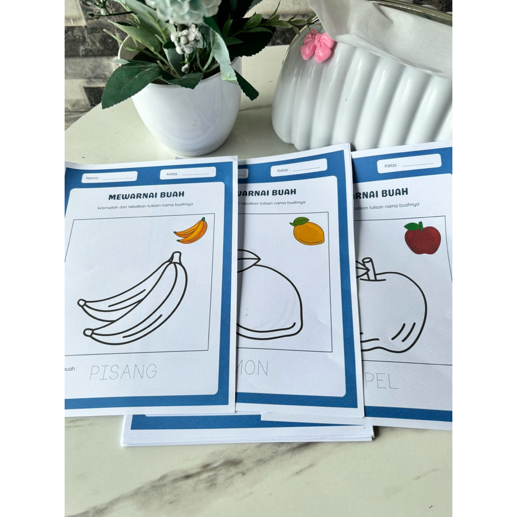 worksheet mewarnai anak pre school paud TK